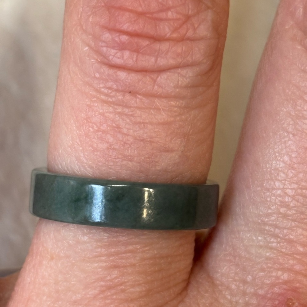 NWT Genuine Guatemalan Blue Water Jadeite Jade Band Ring - Picture 7 of 10
